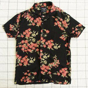 Abercrombie & Fitch Men's Floral Button-Up Shirt in Black
